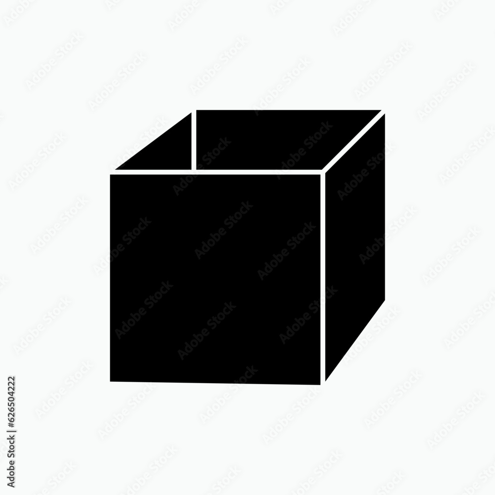 Wall mural 3d box icon. gift, package. cube symbol - vector.