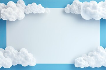 Creative paper cut style of blue sky and clouds for design projects related to nature environment or decoration. Generative AI