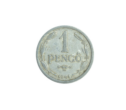 Reverse of One Pengo coin made by Hungary in 1941, that shows Numeral value