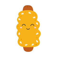 cartoon vector illustration of sausage in dough