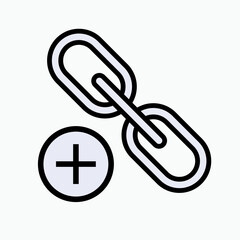 optimization, linked, network, icon, symbol, link, add, internet, vector, web, sign, design, illustration, set, delete, graphic, line, flat, element, chain, connect, business, button, concept, website