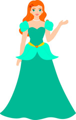 Princess in a green dress.