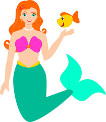Obraz na płótnie Canvas The mermaid with fish.