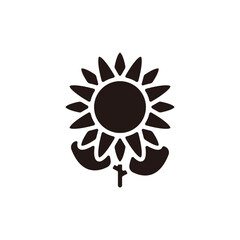 Sunflower icon.Flat silhouette version.