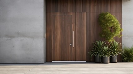 What better way to enter your perfect home than through a modern clear wooden door. Generative AI Technology 