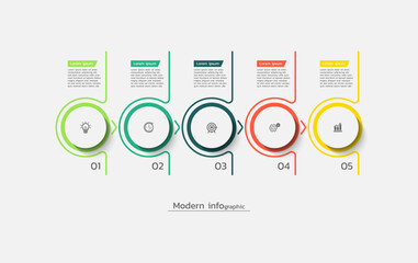 Modern infographic business template circle elements with 5 steps