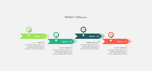 Modern infographic business template elements with 4 steps