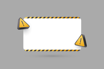 3d blank white warning sign Notification page element banner design