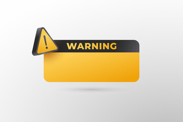 3d yellow warning sign Notification page element banner design