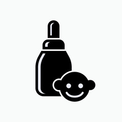 Baby Bottle Symbol. Milk Icon. Nutrition Element - Vector Logo Template.  