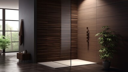 What better way to enter your perfect home than through a modern clear wooden door. Generative AI Technology 