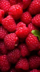 Photo of delicious raspberries.generative ai