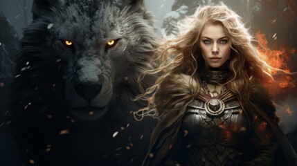 The nordic goddess Freya.generative ai - obrazy, fototapety, plakaty