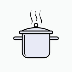 Boiling Pan Icon. Cooking, Utensil. Kitchenware Symbol - Vector.