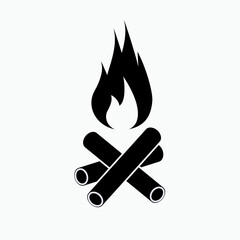 Bonfire Icon. Campfire, Camping Activity Symbol - Vector Logo Template. 
