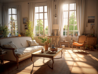 Naklejka na ściany i meble Living room in the style of Provence