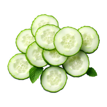 slices of cucumber isolated on transparent background Remove png created with Generative AI, Clipping Path