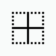 Border Icon. Area, Workspace Symbol. Crossed, Centered Lines.