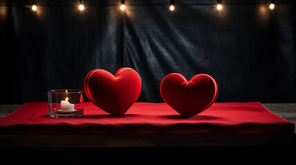 two hearts on a table