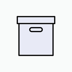 Box Icon. Package, Case Symbol - Vector. 