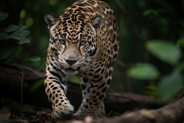Fototapeta na wymiar Jaguar coming. Generate Ai
