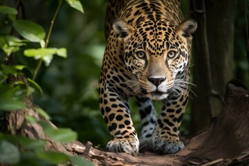 Fototapeta na wymiar Jaguar coming wild. Generate Ai