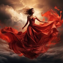 sensual woman in a flowing dress