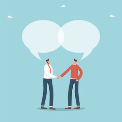 A common vision of business development, cooperation and agreement in achieving goals, teamwork to achieve high results, association and merger, handshake of businessmen and one thought for two.