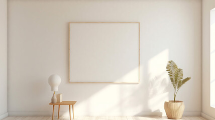 square frame inside white background in a bright room with natural light.