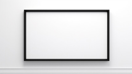 the interior is an empty wall with a thin black narrow frame inside an empty white background.