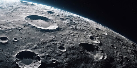 Moon surface with craters and space background. Universe beauty. Generatie AI - obrazy, fototapety, plakaty