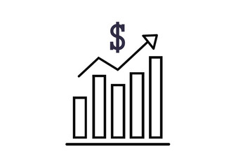 Profit analysis black icon, earning growth