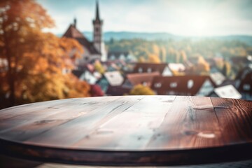 Bavarian wooden table design. Generate Ai - obrazy, fototapety, plakaty