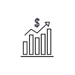 Profit analysis black icon, earning growth
