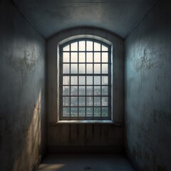 Fototapeta na wymiar old abandoned jail cell with a window
