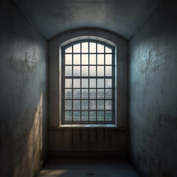 old abandoned jail cell with a window