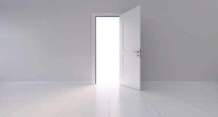 interior door empty room apartment modern style tile white floors and light gray walls decorated  add door view in 3D rendering.