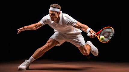 Illustration of a man playing tennis, stylized image, dynamic pose - Powered by Adobe
