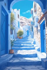 Aegean Dream Vibrant Blue Greek Houses