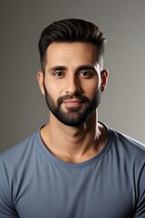 Obraz premium Portrait of a Bearded Man Embodying Youthful Charm and Self-Assurance