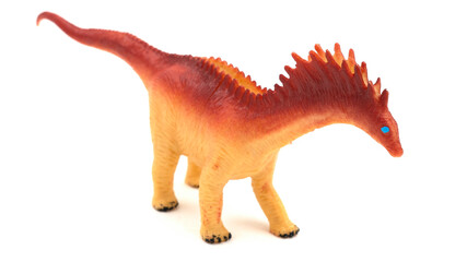 Plastic dinosaur toy isolated on white background