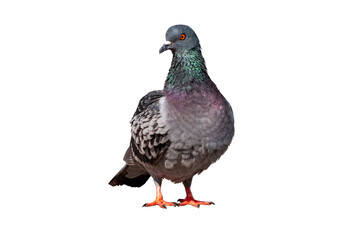 Full Body front view of pigeon bird standing isolate on transparent background,gray pigeon,PNG File
