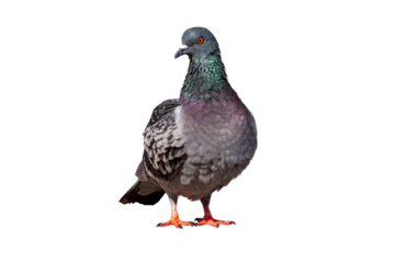Full Body front view of pigeon bird standing isolate on transparent background,gray pigeon,PNG File