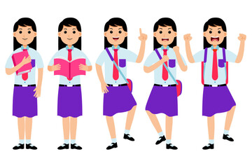 Obraz premium Woman Student Wearing Uniform Vector Pack