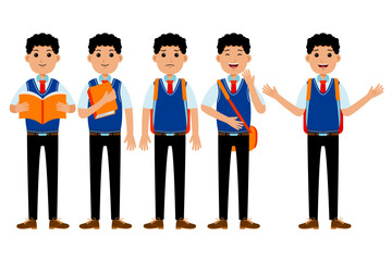 Man Student Wearing Uniform Vector Pack