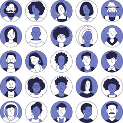 User face avatars set. People of different ages, gender and race.
