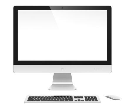 Computer monitor with white blank screen isolated on transparent background