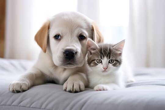 Fuzzy Buddies: Adorable Puppy and Playful Kitten