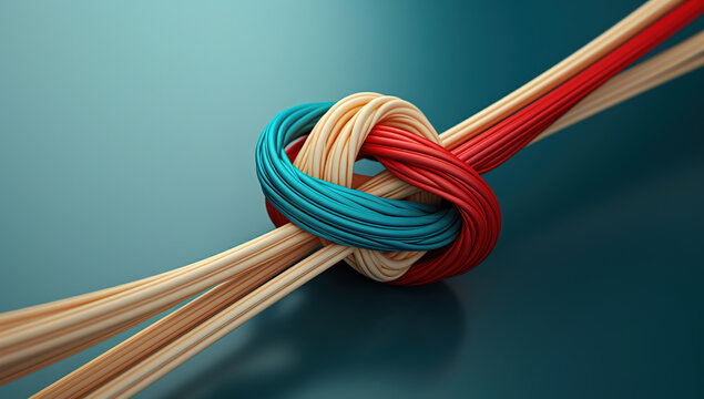 color coded threading knot on tee with crochet