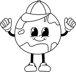 Retro Cartoon Mascot School Globe Groovy Character